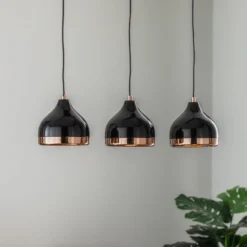 Hängelampe Yildo 6877 3-flg linear schwarz/kupfer