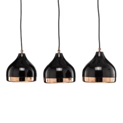 Hängelampe Yildo 6877 3-flg linear schwarz/kupfer
