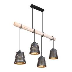 Hängeleuchte Ablona, Länge 85 cm, schwarz/goldfarben, Metall
