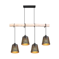 Hängeleuchte Ablona, Länge 85 cm, schwarz/goldfarben, Metall