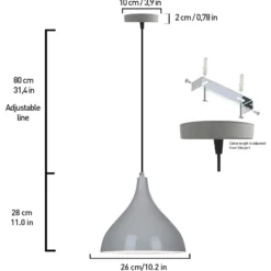 Hängeleuchte Adash, grau, Metall, Ø 26 cm, E27