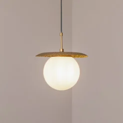 Hängeleuchte Anemon, goldfarben, Glas, Ø 30 cm, E27