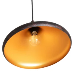 Hängeleuchte Barek, schwarz/gold, Ø 34 cm, Metall, E27