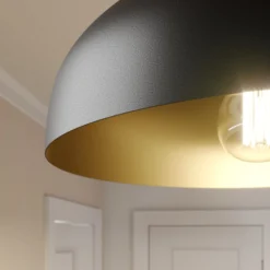 Hängeleuchte Basca, schwarz/gold, Metall, Ø 40 cm, E27