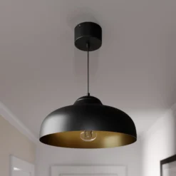 Hängeleuchte Basca, schwarz/gold, Metall, Ø 40 cm, E27