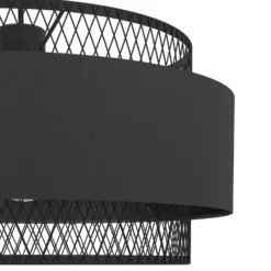 Hängeleuchte Bazely, Ø 40 cm, schwarz, Stoff
