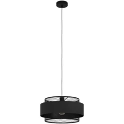 Hängeleuchte Bazely, Ø 40 cm, schwarz, Stoff
