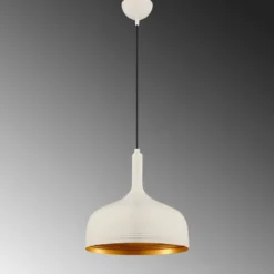 Hängeleuchte Berceste 187-S, weiß/gold, Metall, Ø 30 cm