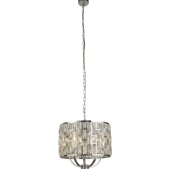 Hängeleuchte Bijou mit Kristallglasschirm, Ø 44 cm, chrom