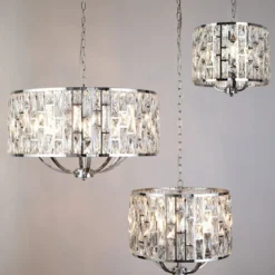 Hängeleuchte Bijou mit Kristallglasschirm, Ø 44 cm, chrom