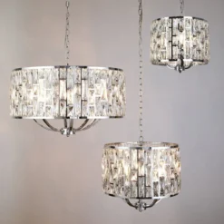 Hängeleuchte Bijou, Schirm mit Kristallen, Ø 38 cm, chrom