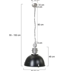 Hängeleuchte Bikkel, Ø 42 cm, schwarz, Metall, Glas, E27