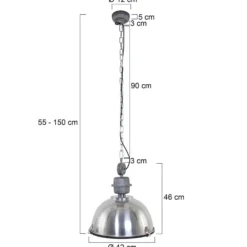 Hängeleuchte Bikkel, Ø 42 cm, stahlfarben, Metall, Glas, E27