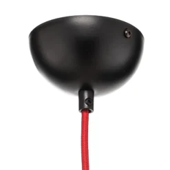 Hängeleuchte Bobi 1 in Schwarz, Kabel rot, 1-fl.