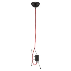 Hängeleuchte Bobi 1 in Schwarz, Kabel rot, 1-fl.