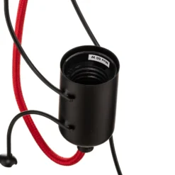 Hängeleuchte Bobi 1 in Schwarz, Kabel rot, 1-fl.