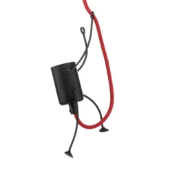 Hängeleuchte Bobi 1 in Schwarz, Kabel rot, 1-fl.