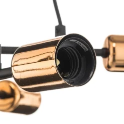 Hängeleuchte Bravo 6fl mit Kupfer-Details, schwarz