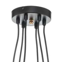 Hängeleuchte Bravo 6fl mit Kupfer-Details, schwarz