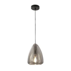 Hängeleuchte Britton, 1-flammig, grau-transparent, Glas