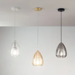Hängeleuchte Britton, 1-flammig, grau-transparent, Glas