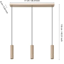 Hängeleuchte Caminia, sandfarben, Länge 77 cm, Stahl, 3-flg.