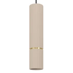 Hängeleuchte Caminia, sandfarben, Länge 77 cm, Stahl, 3-flg.