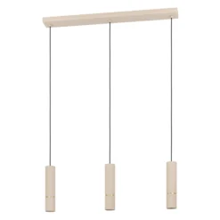 Hängeleuchte Caminia, sandfarben, Länge 77 cm, Stahl, 3-flg.