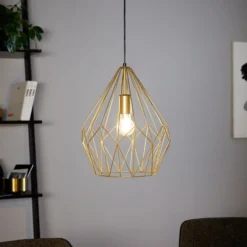 Hängeleuchte Carlton mit Käfigschirm, gold Ø 31cm