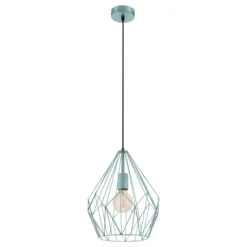 Hängeleuchte Carlton, Vintage-Look, mintgrün Ø31cm