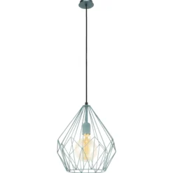 Hängeleuchte Carlton, Vintage-Look, mintgrün Ø31cm