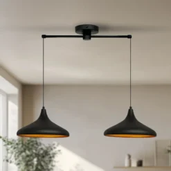 Hängeleuchte Claus, schwarz, Länge 85 cm, 2-flammig, Metall