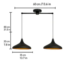 Hängeleuchte Claus, schwarz, Länge 85 cm, 2-flammig, Metall