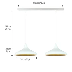 Hängeleuchte Claus, weiß, Länge 85 cm, 2-flammig, Metall
