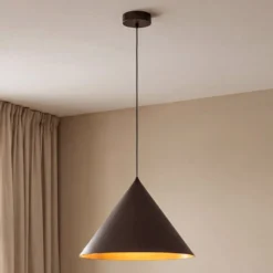 Hängeleuchte Cono, 1-flammig, Ø 50 cm, braun, E27