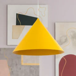 Hängeleuchte Cono, 1-flammig, Ø 50 cm, gelb, E27