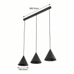 Hängeleuchte Cono, 3-flammig, schwarz, E27