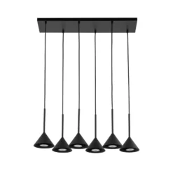 Hängeleuchte Cono Mini, 6-flammig, schwarz GU10