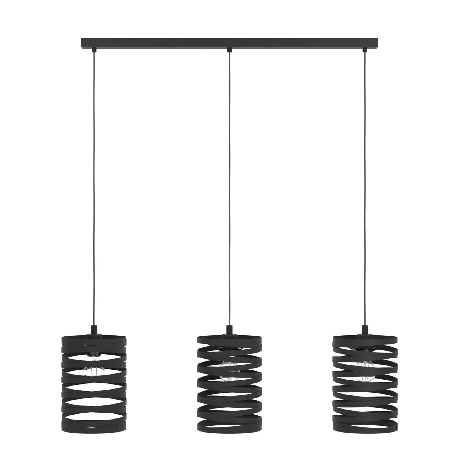 Hängeleuchte Cremella, Länge 94 cm, schwarz, 3-flg., Stahl