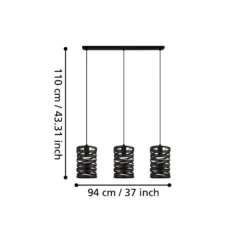 Hängeleuchte Cremella, Länge 94 cm, schwarz, 3-flg., Stahl