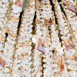 Hängeleuchte Crystalriver mit Kristallbehang gold