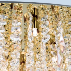 Hängeleuchte Crystalriver mit Kristallbehang gold
