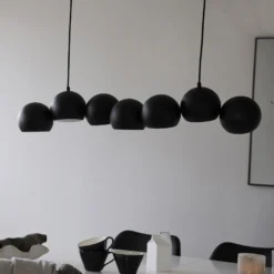 Hängeleuchte Cupolo, schwarz, Eisen, Länge 101 cm, 7-flammig