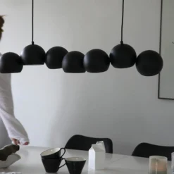 Hängeleuchte Cupolo, schwarz, Eisen, Länge 101 cm, 7-flammig