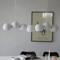 Hängeleuchte Cupolo, weiß, Eisen, Länge 101 cm, 7-flammig