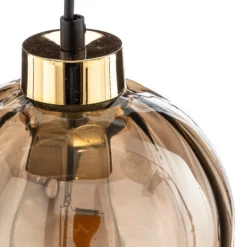Hängeleuchte Devi, amber, dreiflammig, Balken