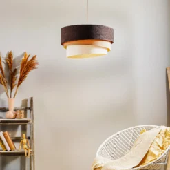Hängeleuchte Devon, braun/beige/ecru/gold Ø45cm