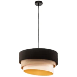 Hängeleuchte Devon, schwarz/beige/ecru/gold Ø45cm