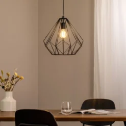 Hängeleuchte Diamond, schwarz, Metall, Ø 37 cm, E27