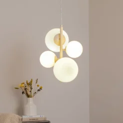 Hängeleuchte Dione, opal/creme, 4-flammig